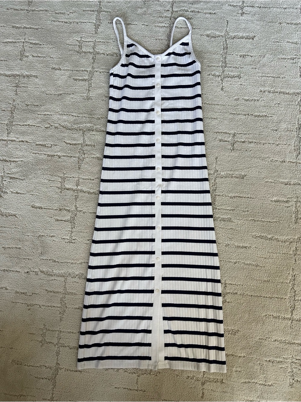 Women’s aerie White and Black Striped Button-Front Maxi Dress Sz S